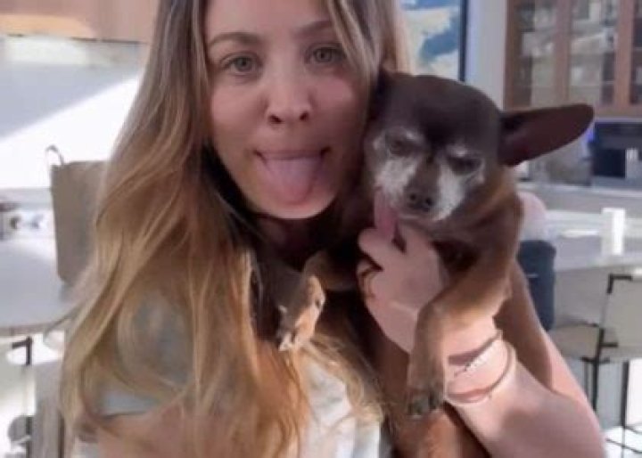 Kaley Cuoco adopted a toothless senior dog named Red