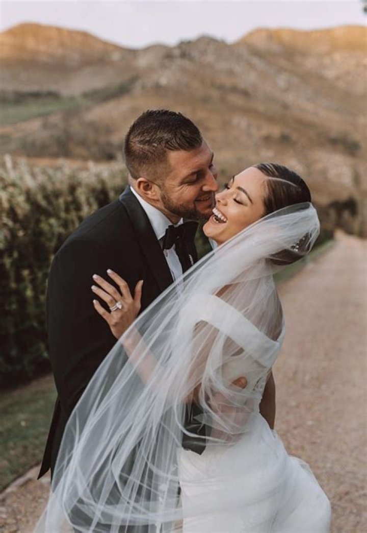 Tim Tebow & Demi-Leigh Nel-Peters married in South Africa, she wore David’s Bridal
